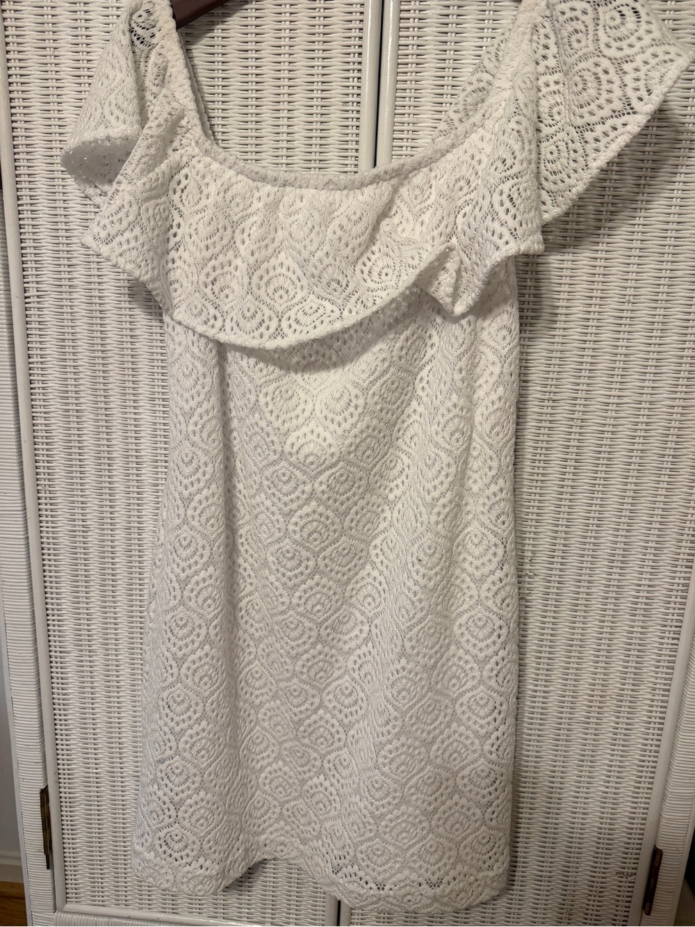 Lilly Pulitzer XL White Lace Off-Shoulder Women's Dress